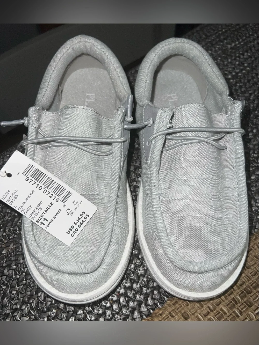 The Children's Place Light Gray Canvas Slip-On Sneakers